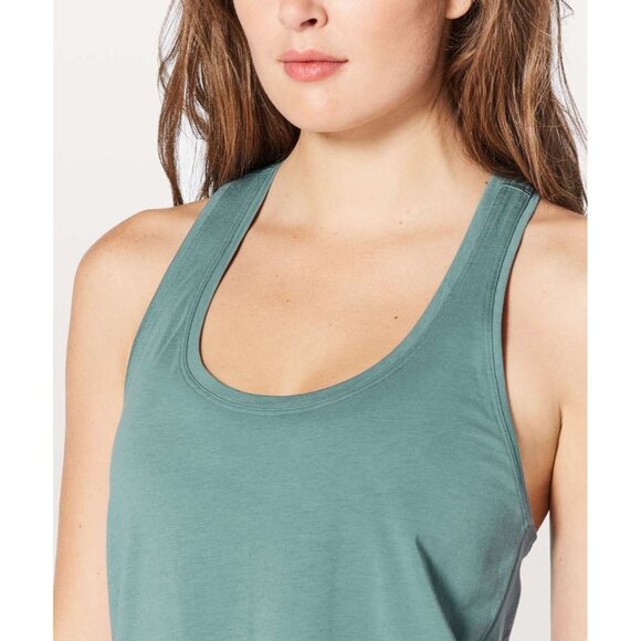LULULEMON Mystic Green Pima Cotton Racerback Love Tank II Top, Size 4 - Picture 3 of 13